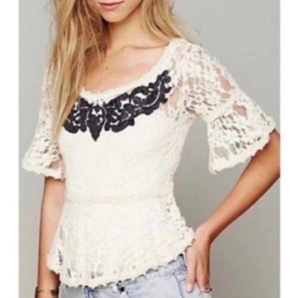 FREE PEOPLE Boho Lace Top szS